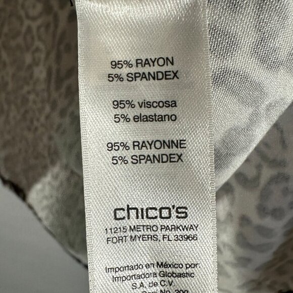 Chicos Top Womens Large The Ultimate Tee Animal Print Stretch Knit Long Sleeve - Picture 6 of 6